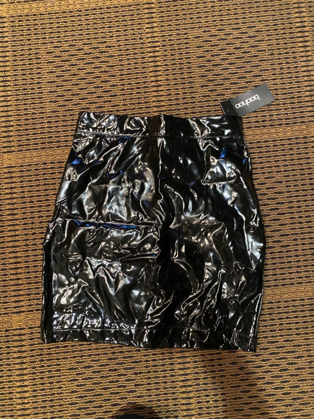 Boohoo Black Patent Vinyl Mini Skirt